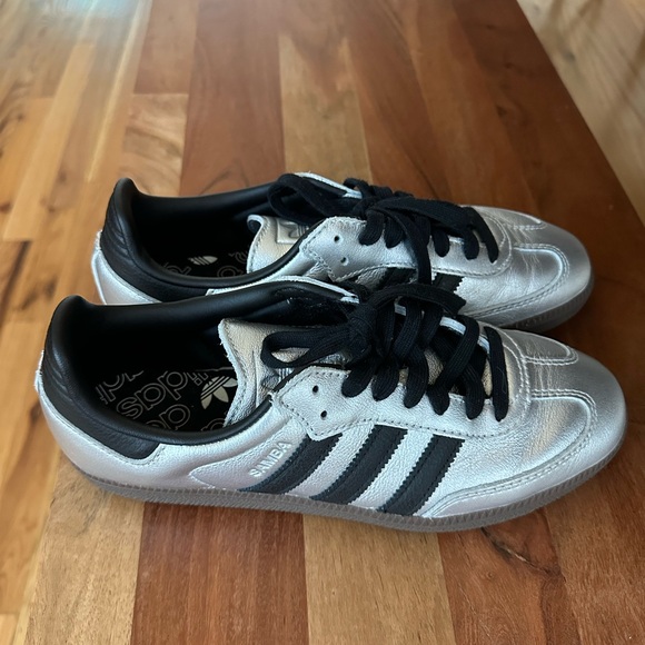 Adidas Samba OG Shoes — Silver Metallic / Core Black / Gum - Picture 1 of 5